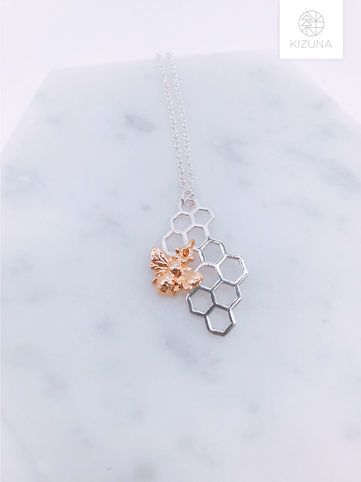 Bee & Honeycomb Pendant Necklace