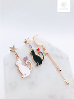 Load image into Gallery viewer, Sailor Moon Luna &amp; Artemis Mix &amp; Match Earrings
