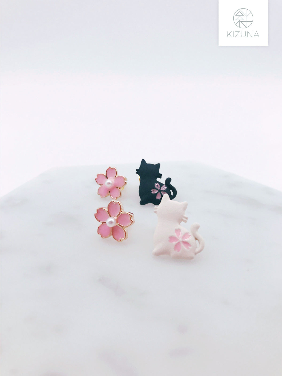 Sakura & Cat Earrings (2 colors)