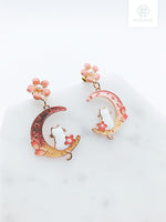 Load image into Gallery viewer, Sakura Cat Earrings
