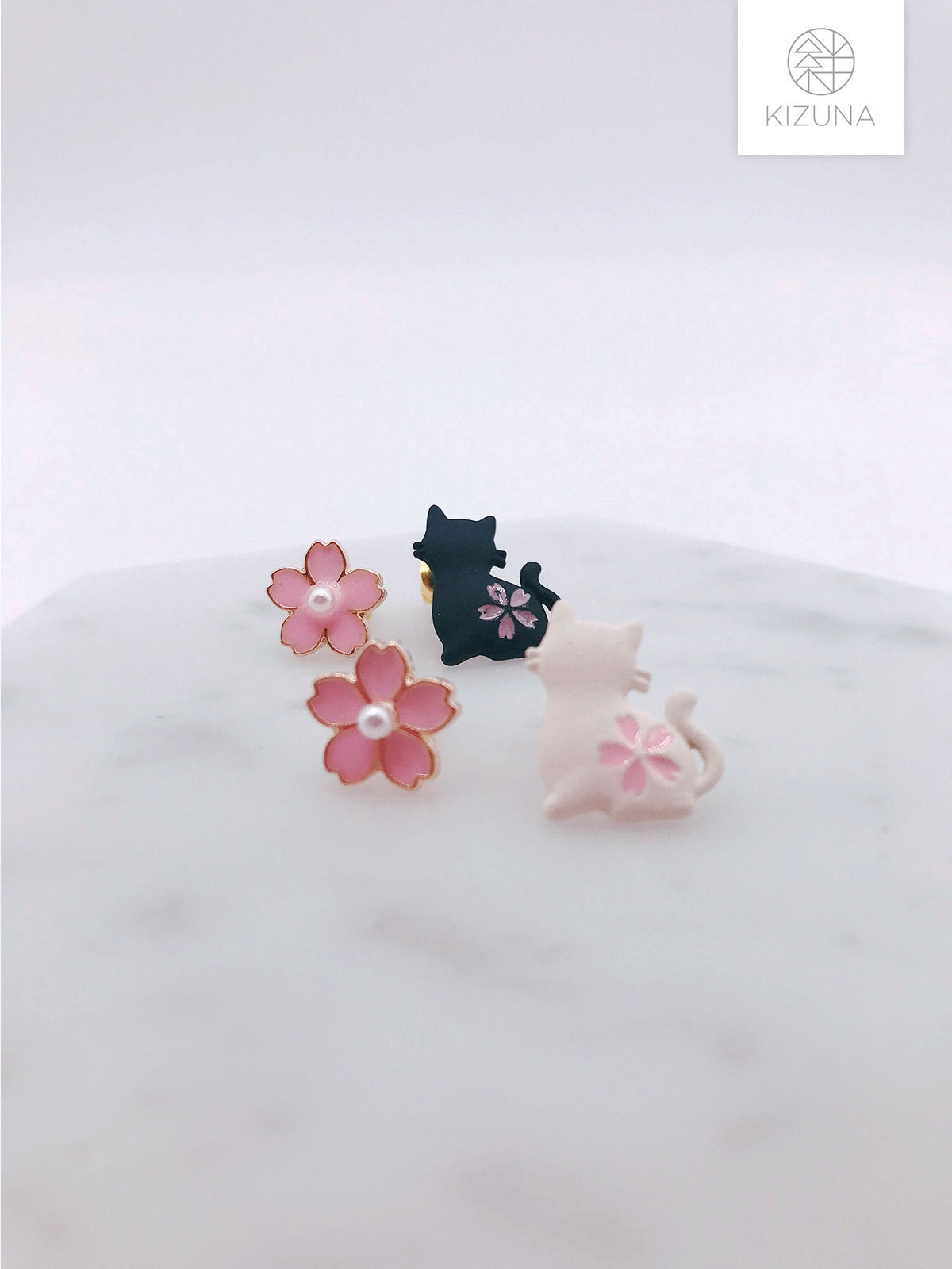 Sakura & Cat Earrings (2 colors)