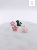 Load image into Gallery viewer, Sakura &amp; Cat Earrings (2 colors)
