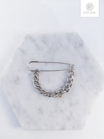 Load image into Gallery viewer, Minimalist silver chain brooch
