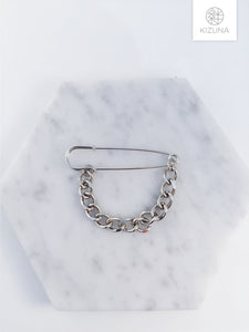 Minimalist silver chain brooch