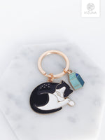 Load image into Gallery viewer, Cat Charm Keychain (Sleepy Cat)
