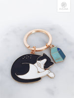 Load image into Gallery viewer, Cat Charm Keychain (Sleepy Cat)
