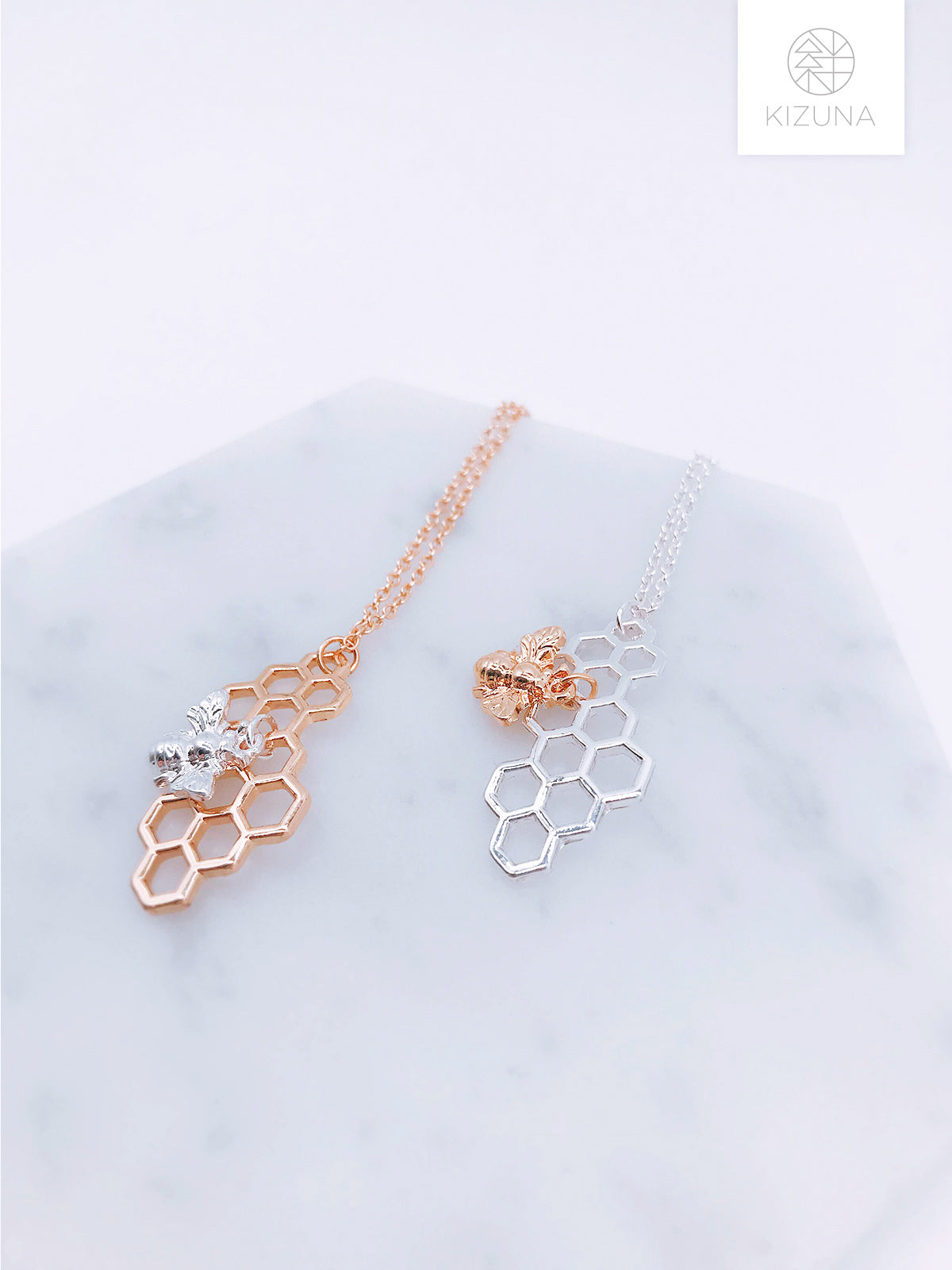 Bee & Honeycomb Pendant Necklace