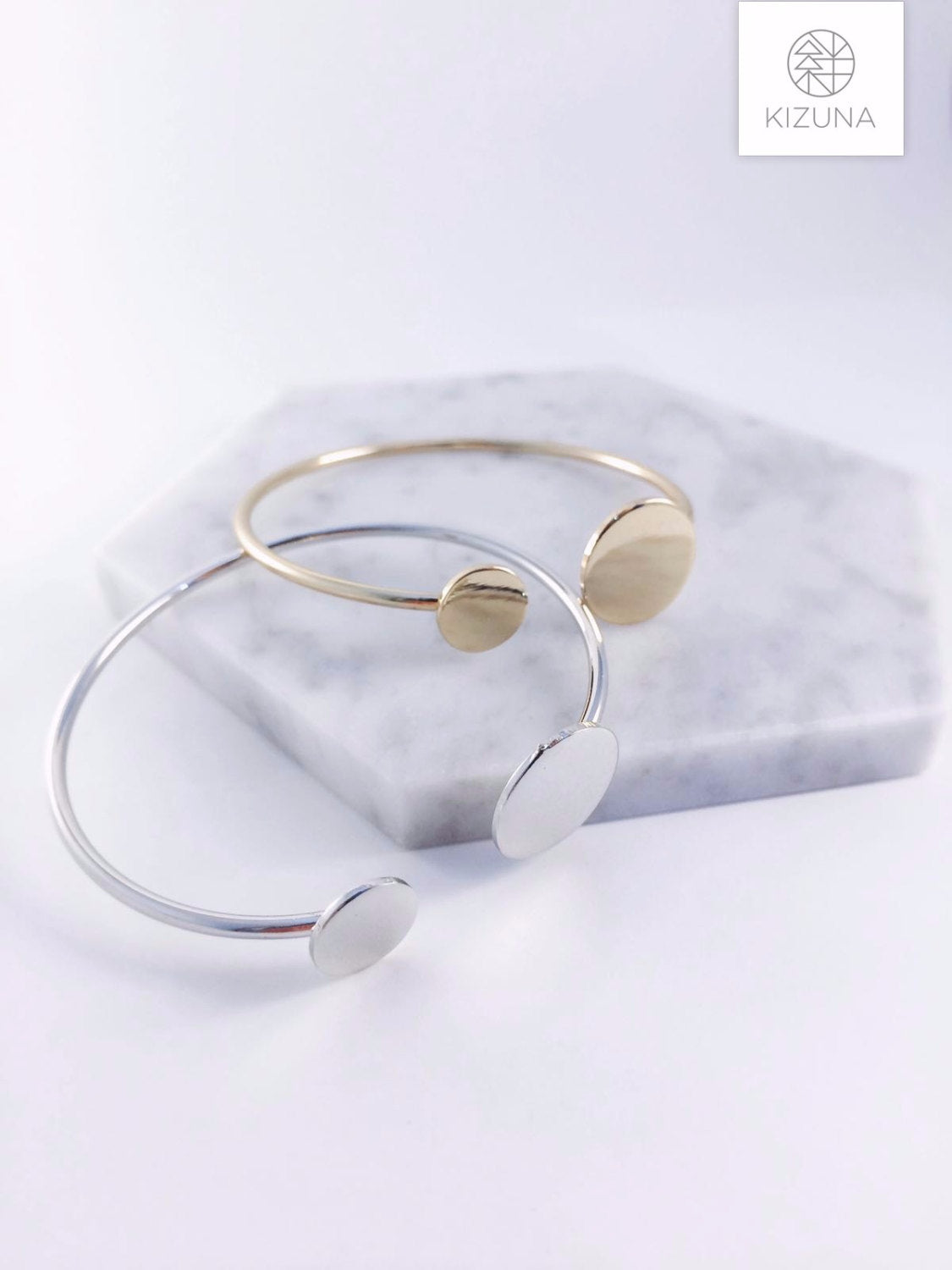 Double Circle Cuff Bangle - Minimalist Design