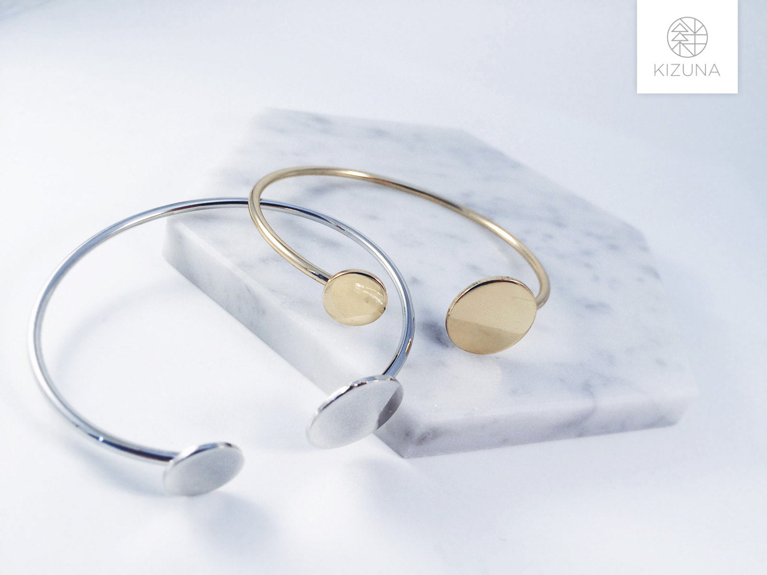 Double Circle Cuff Bangle - Minimalist Design