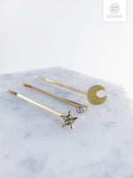 Load image into Gallery viewer, Moon &amp; Star Hairpin Set (3 Colors)
