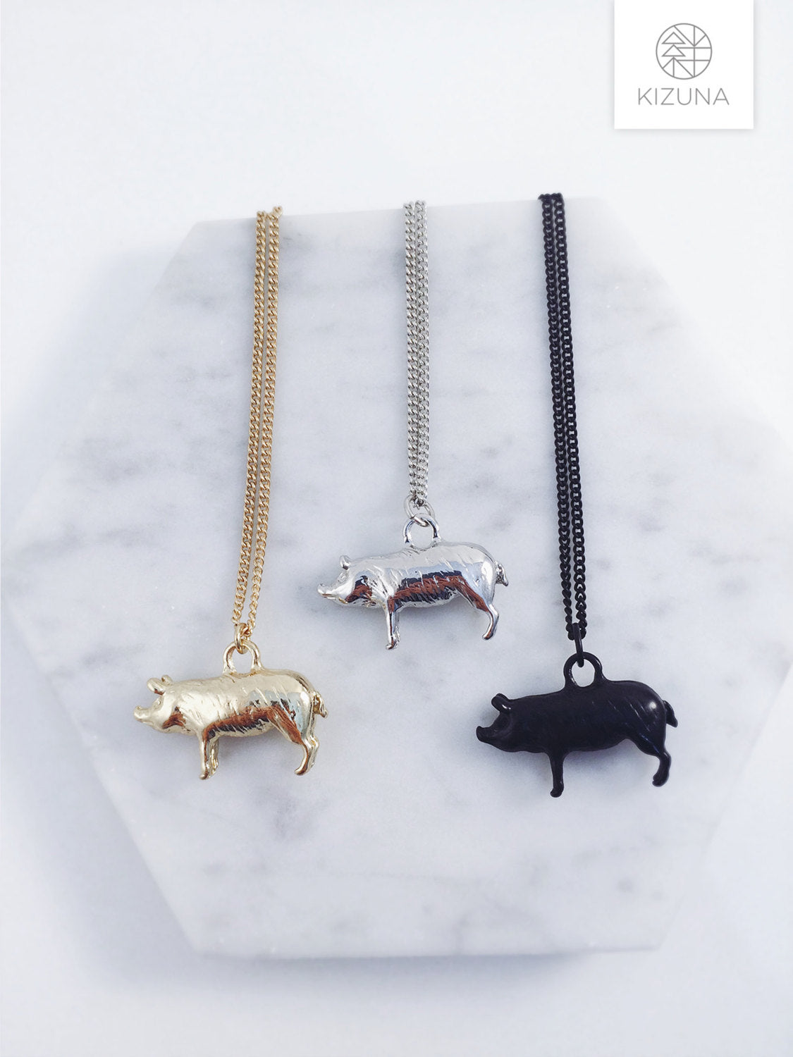 3D Lazy Pig Piggy Necklace