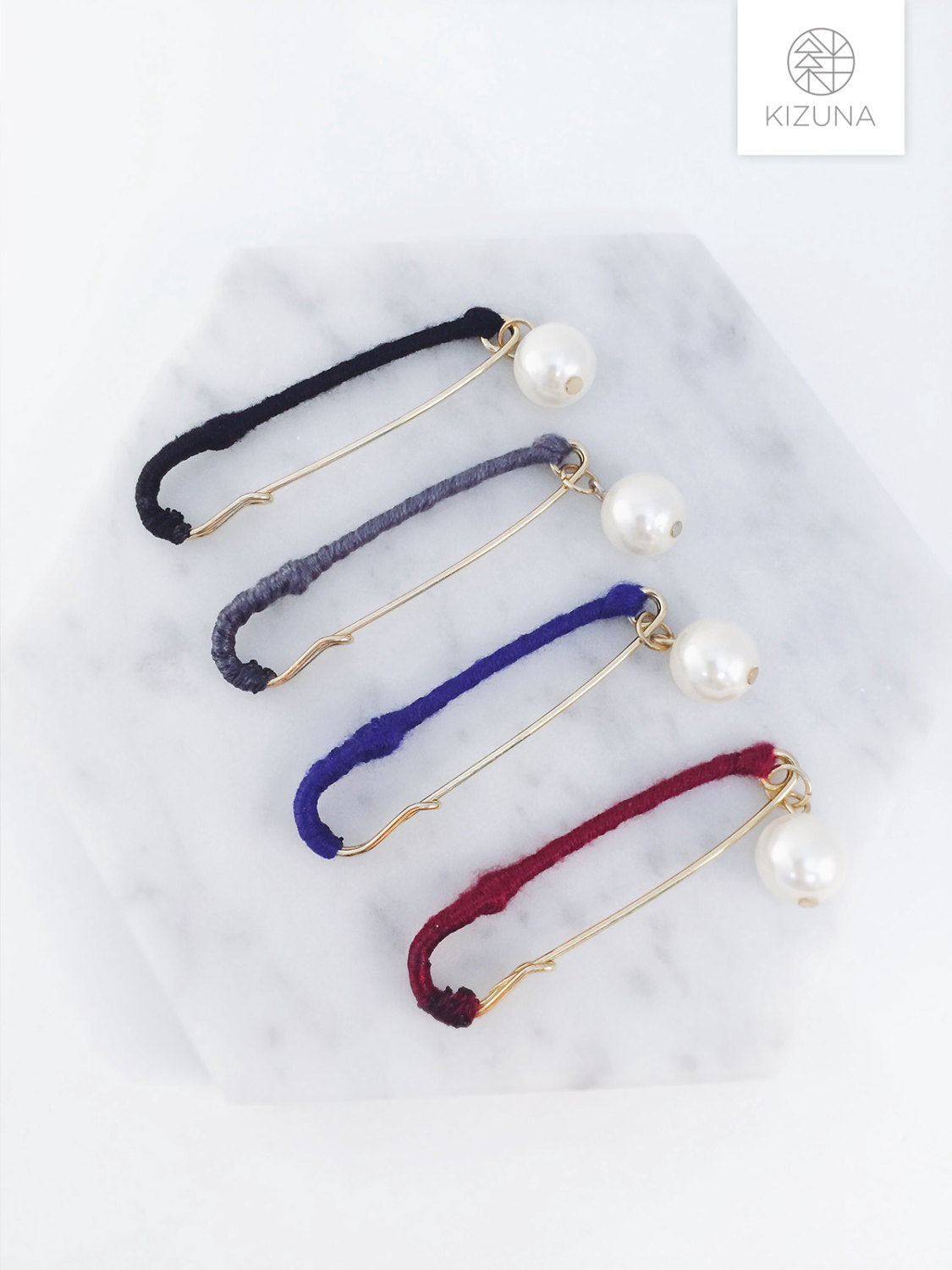 Colorful threaded Scarf Safety Pin (4 colors)