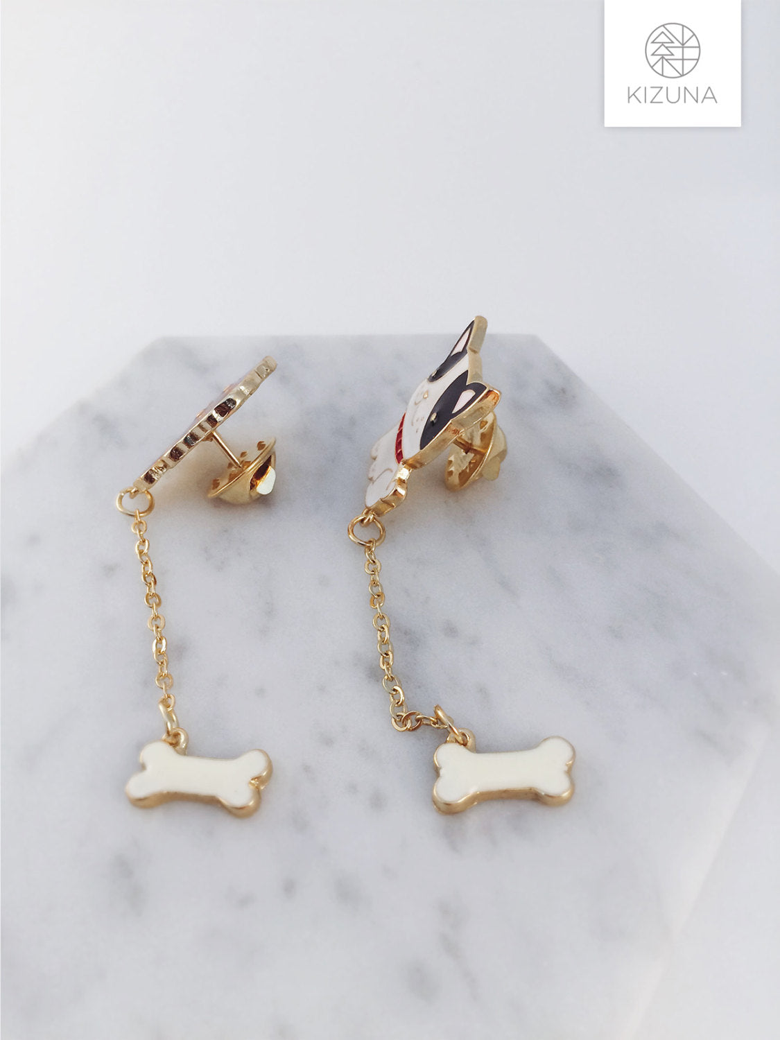 Dangling dog pins (French Bulldog & Poodle)