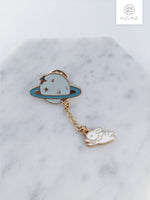 Load image into Gallery viewer, Space Enamel Pin (Astronaut &amp; Rabbit)
