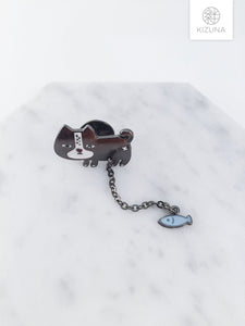 Dangling Sailor Boat & Cat Pin