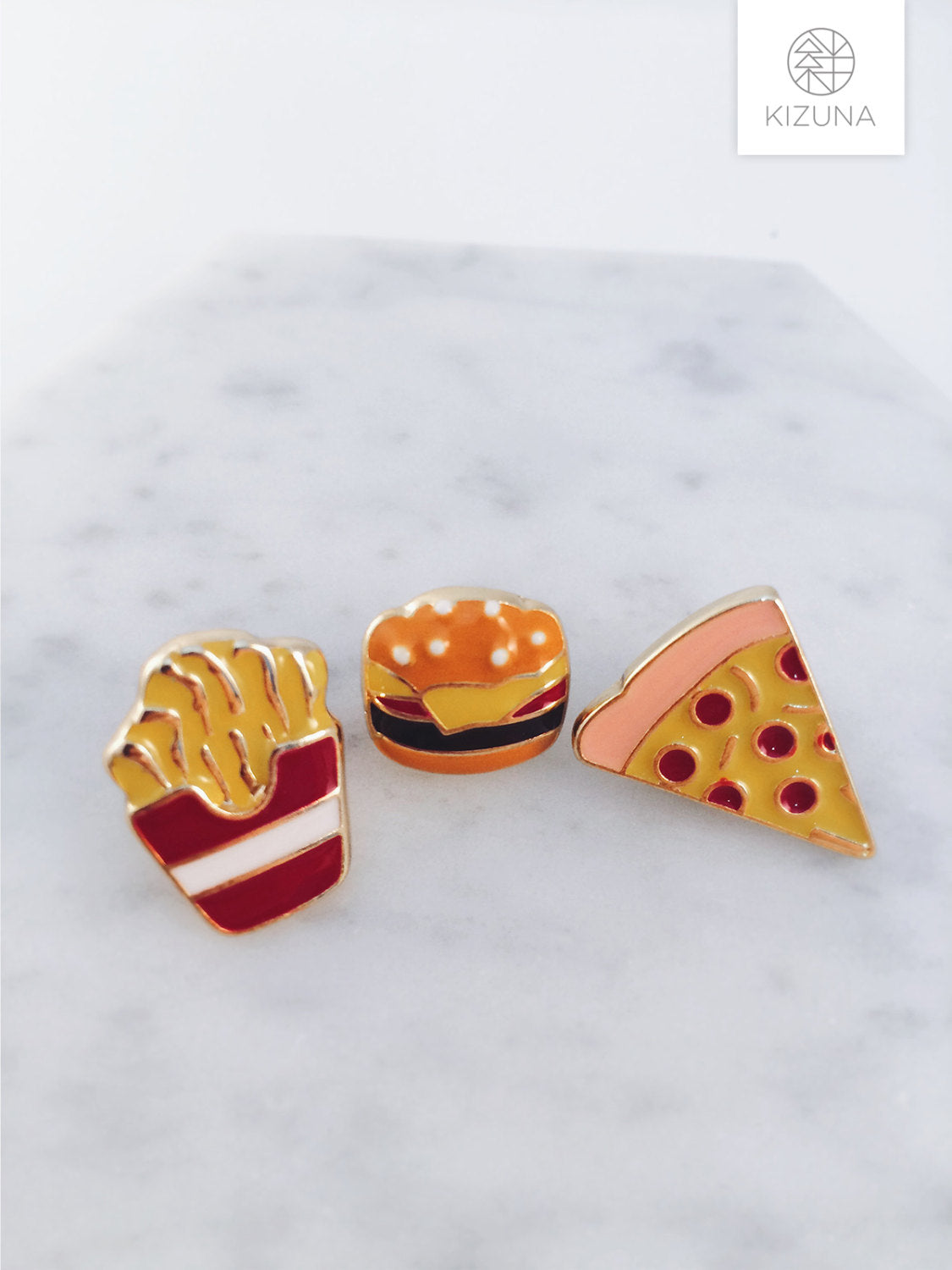 Junk food combo pins- Pizza, French Fries, Hamburger