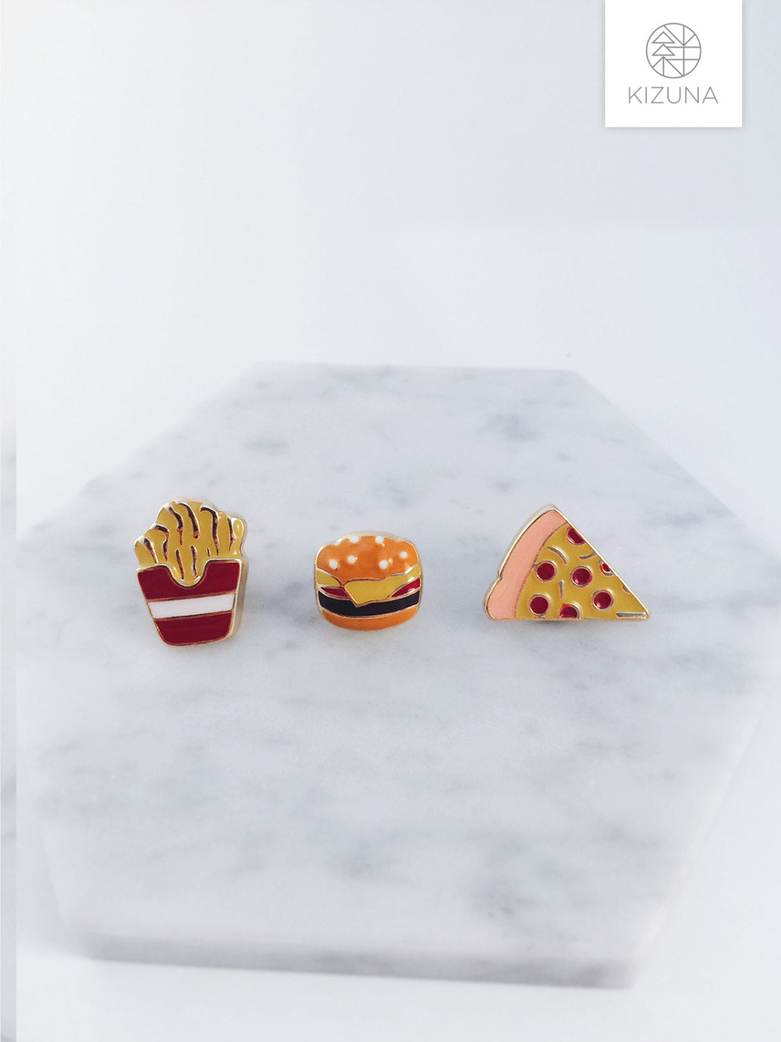 Junk food combo pins- Pizza, French Fries, Hamburger