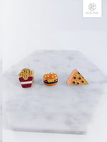 Load image into Gallery viewer, Junk food combo pins- Pizza, French Fries, Hamburger
