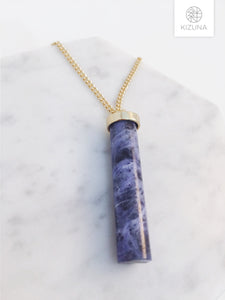 Blue Marble Stone Long Necklace