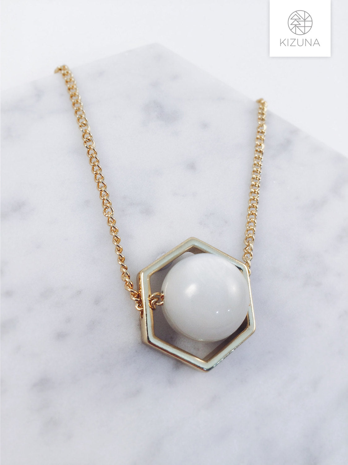 Round Crystal Ball Hexagon Necklace