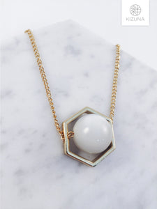 Round Crystal Ball Hexagon Necklace