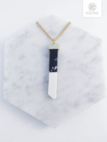 Load image into Gallery viewer, Black &amp; Pink Long Bar Unique Marble Necklace
