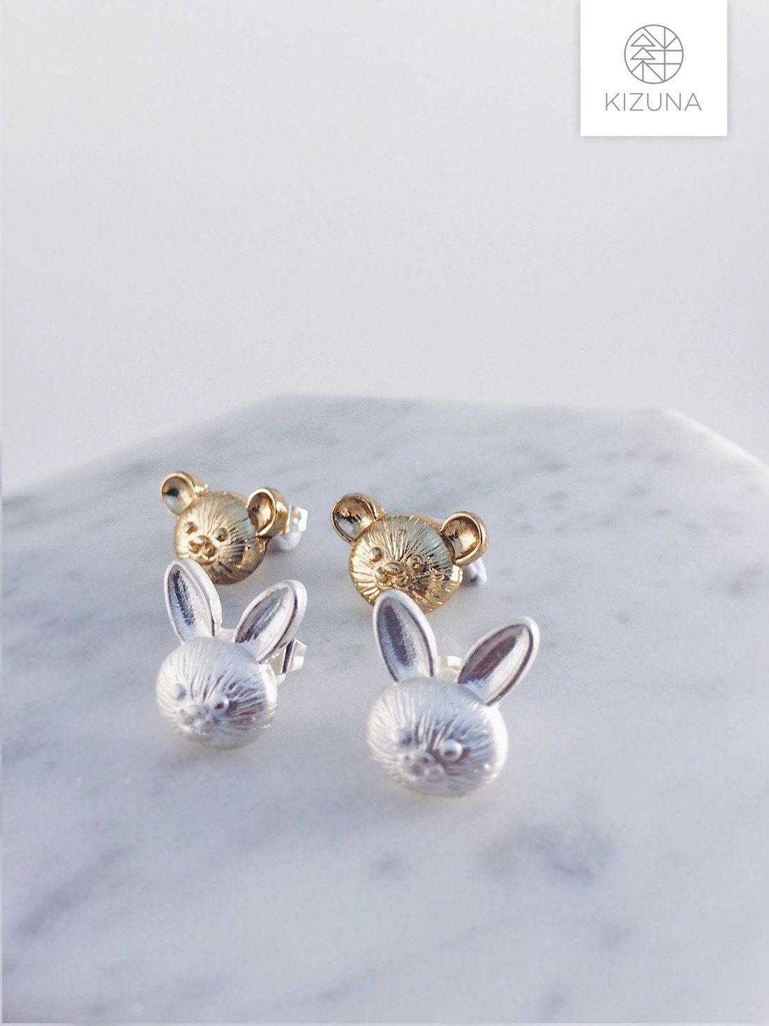 Rabbit & Bear Friends Earrings