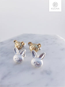 Rabbit & Bear Friends Earrings