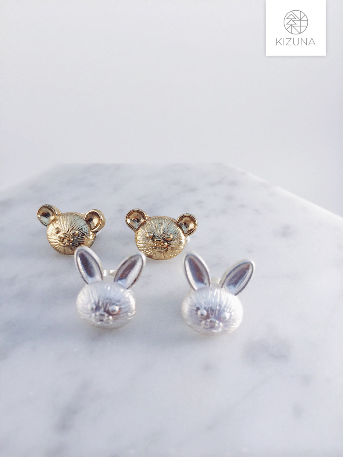 Rabbit & Bear Friends Earrings