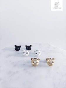 Cat w Dazzling Eyes Earrings (3 Colors)