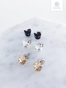 Cat w Dazzling Eyes Earrings (3 Colors)