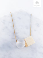 Load image into Gallery viewer, Minimalist Trendy Necklace- Wooden Cube &amp; Globe
