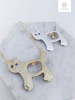 Load image into Gallery viewer, Hungry Cat Necklace w Fish (2 Colors)
