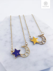 Galaxy Moon & Star Necklace (3 Colors)