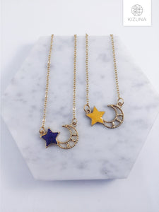 Galaxy Moon & Star Necklace (3 Colors)