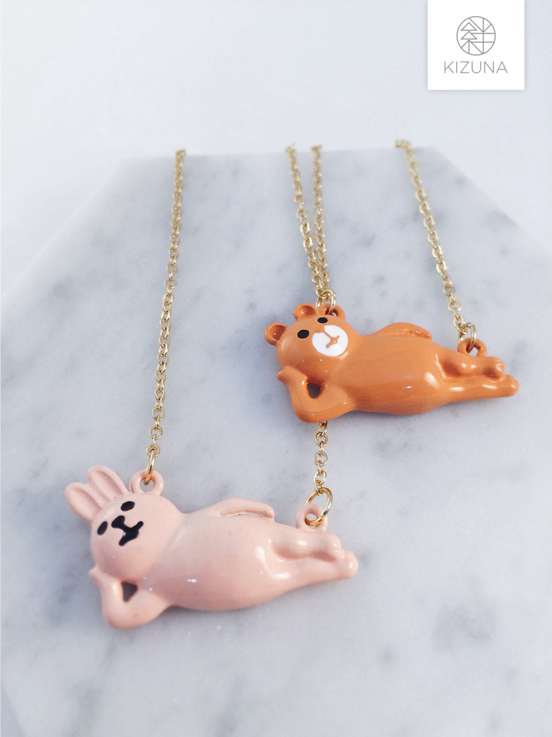 Lazy Rabbit & Bear Necklace