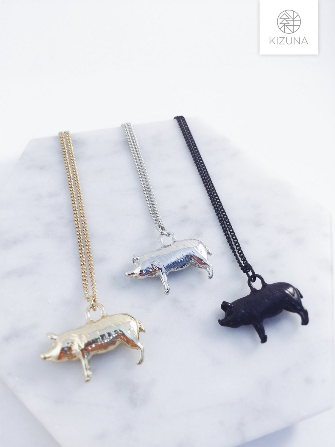 3D Lazy Pig Piggy Necklace