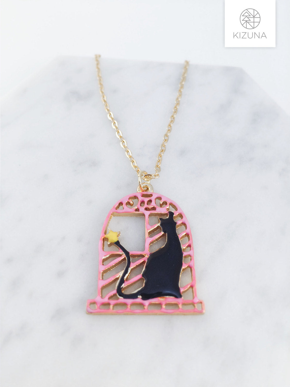 Black Cat Kitten Colorful Necklace