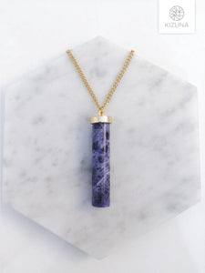 Blue Marble Stone Long Necklace