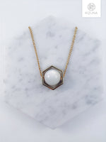 Load image into Gallery viewer, Round Crystal Ball Hexagon Necklace
