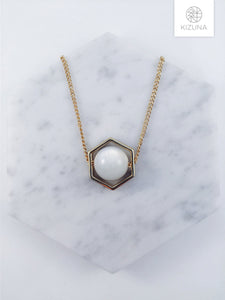 Round Crystal Ball Hexagon Necklace