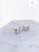 Load image into Gallery viewer, Cube White Howlite Marble Earring
