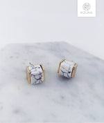 Load image into Gallery viewer, Cube White Howlite Marble Earring
