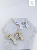 Load image into Gallery viewer, Hungry Cat Necklace w Fish (2 Colors)
