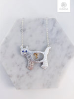 Load image into Gallery viewer, Hungry Cat Necklace w Fish (2 Colors)
