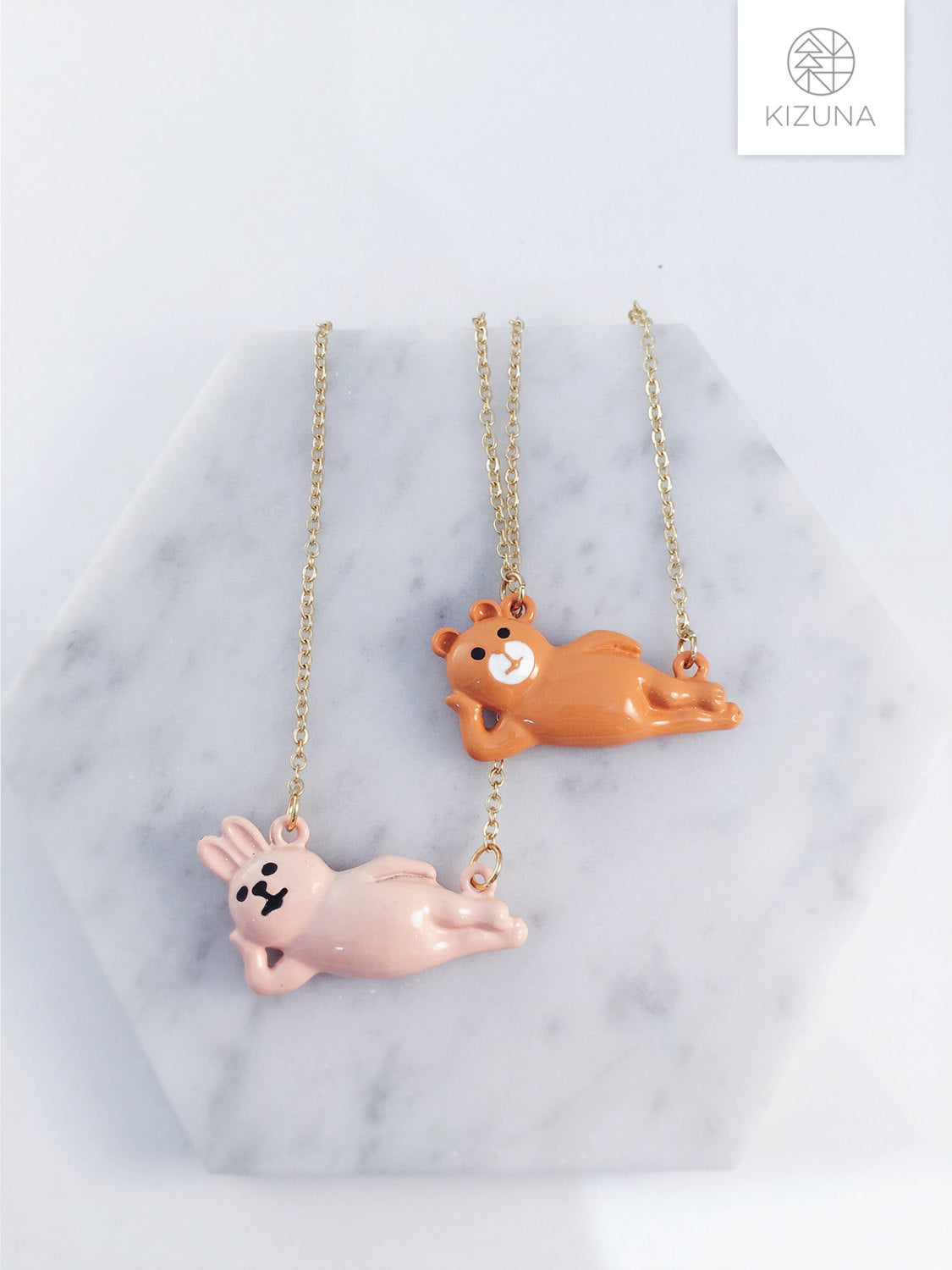 Lazy Rabbit & Bear Necklace