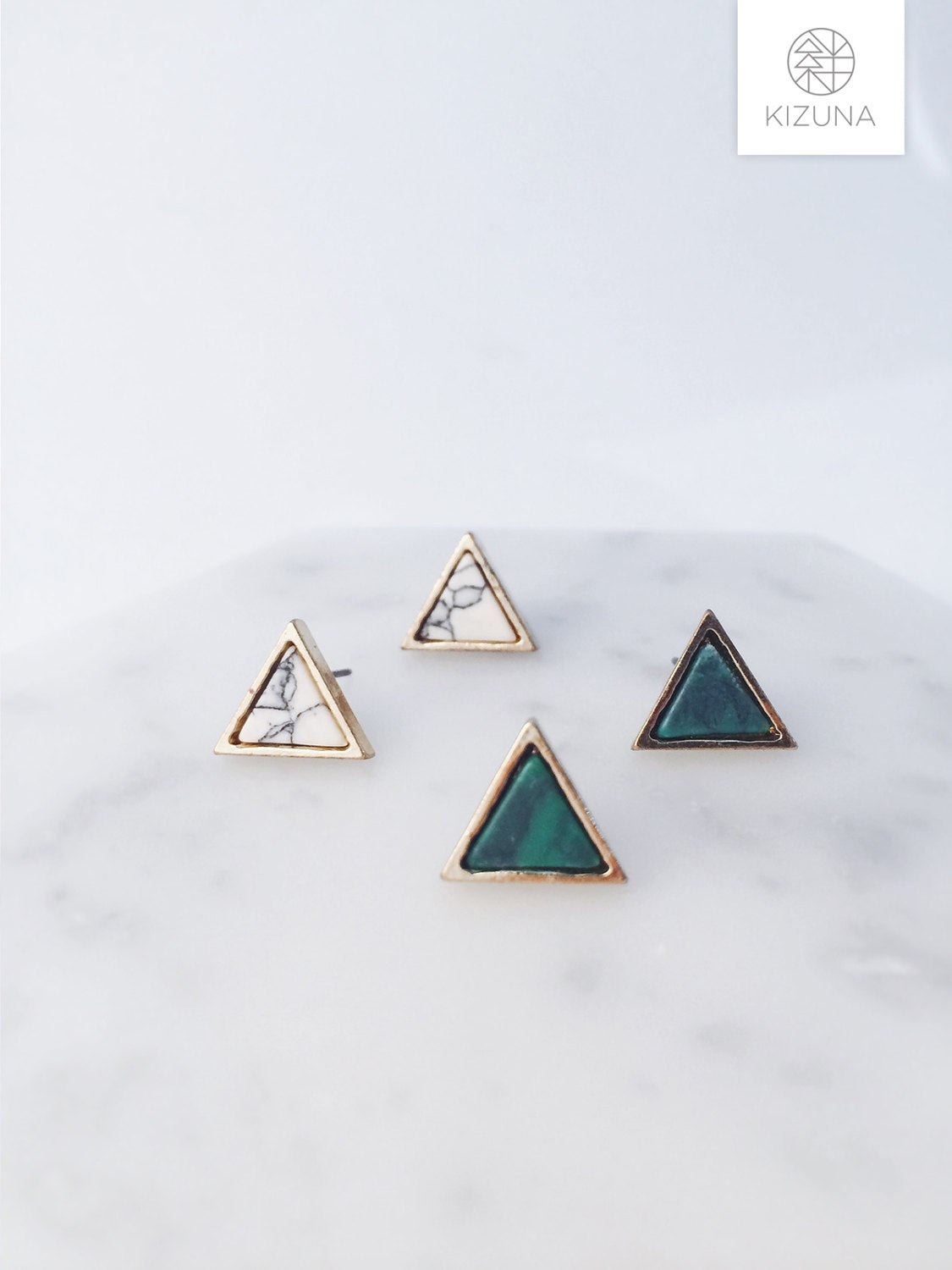 Triangle Marble Earrings (4 Styles)