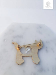 Hungry Cat Brooch w Fish (2 Colors)