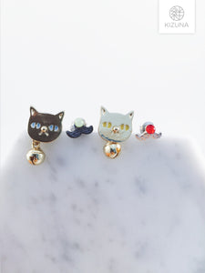 Hipster Cat w Mustache Earring (2 Styles)