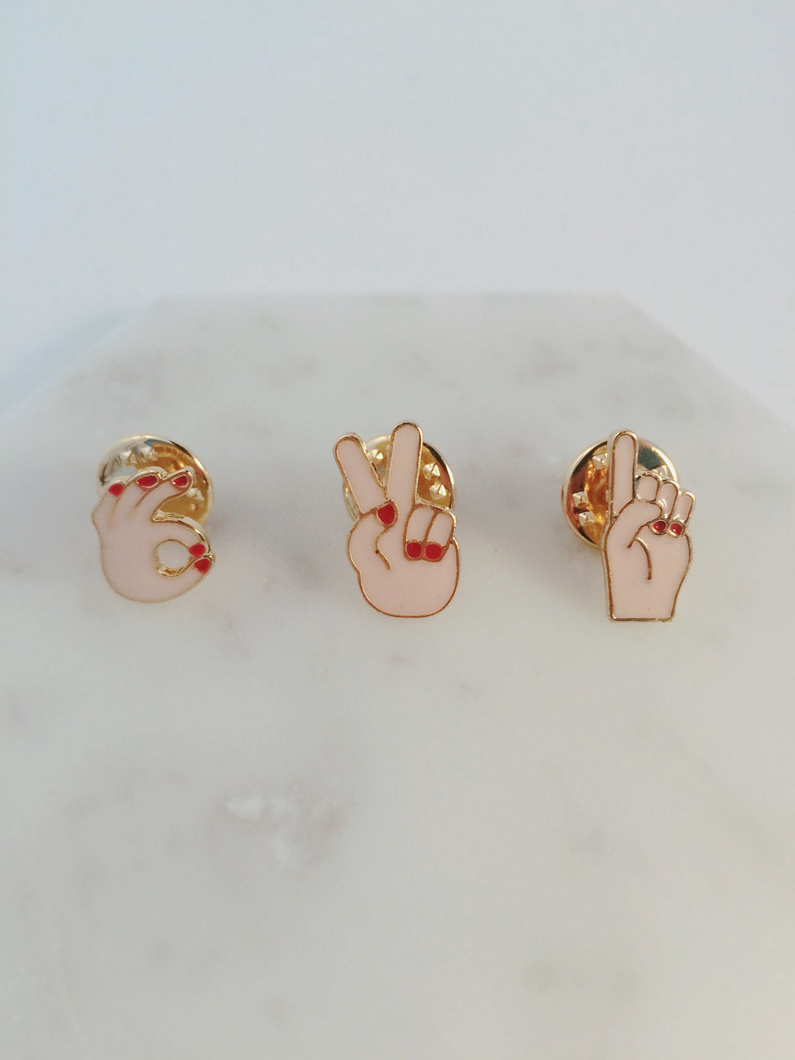 Hand Gesture Enamel pins (3 Styles)